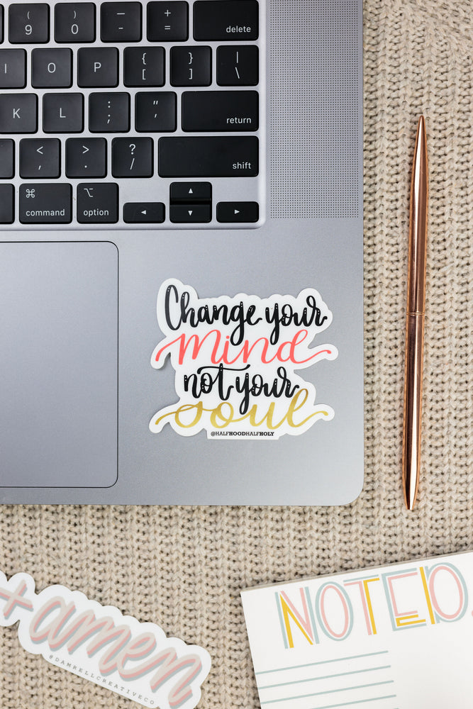 
            
                Load image into Gallery viewer, Change Your Mind Not Your Soul · HHHH PODCAST Stickers - Damrell Designs
            
        